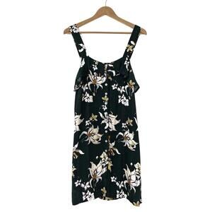 Knot Sisters Women’s Size Small Emerald Green Lily Floral Print Button Up Dress